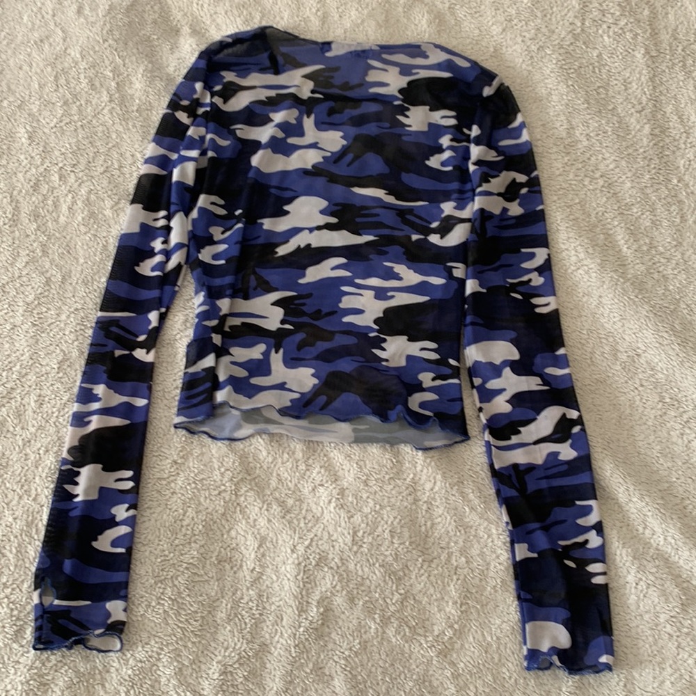 I.AM.GIA | Blue Camo Mesh Top - Picture 3 of 5